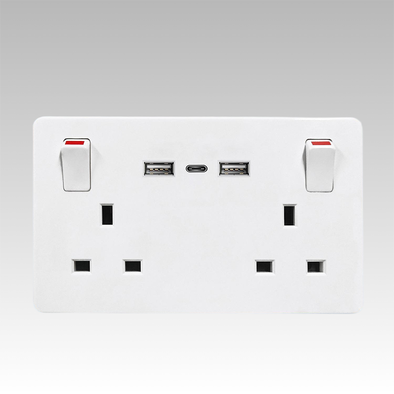 British Standard USB Wall Switch Socket